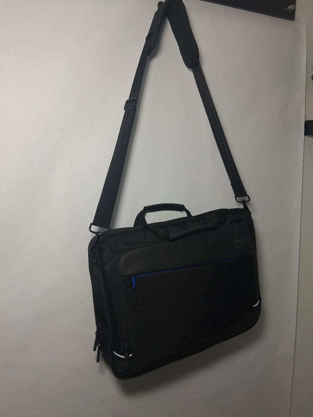 Dell Black Laptop Messenger Bag with Blue Accent
